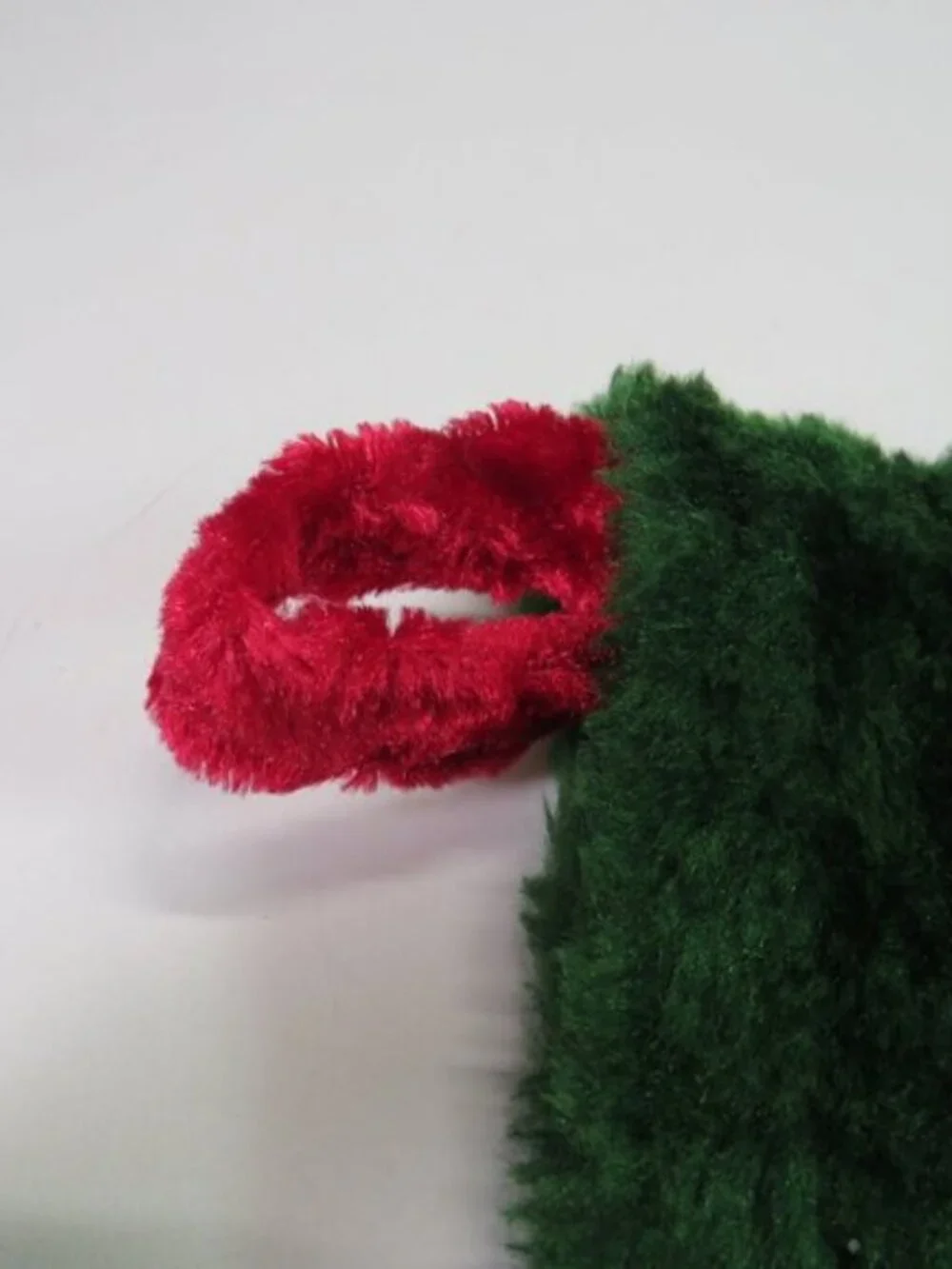 Vintage Plush Chevron Ripple Textured Christmas Stocking Red & Green cottagecore